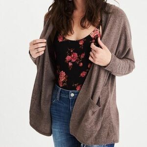 American Eagle Soft & Sexy Plush Brown Cardigan